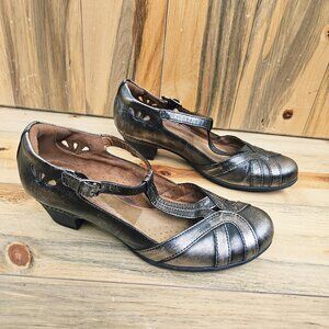 Rockport Cobb Hill Angelina T-Strap Mary Jane Pumps Bronze Leather